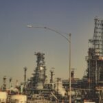 Chemical and petrochemical plant with pipes and process towers